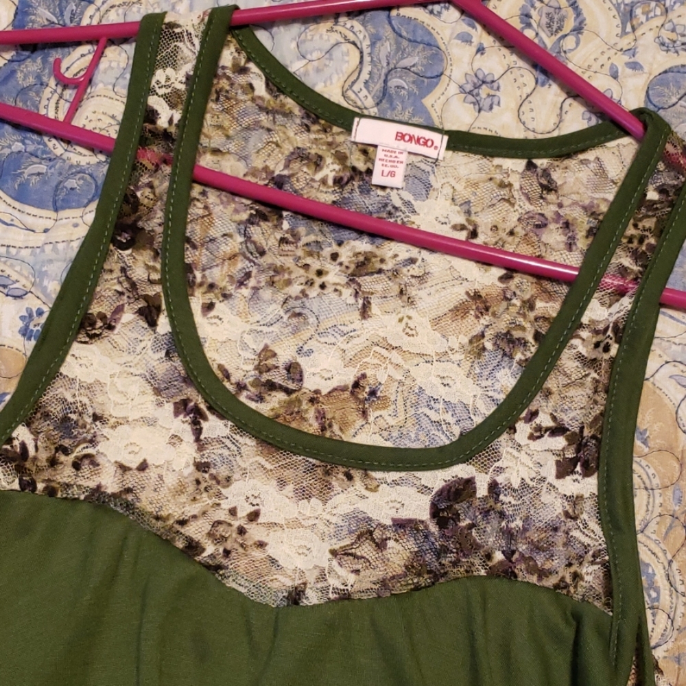 Bongo Ruffle & Lace Tank Top Large - Picture 2 of 2